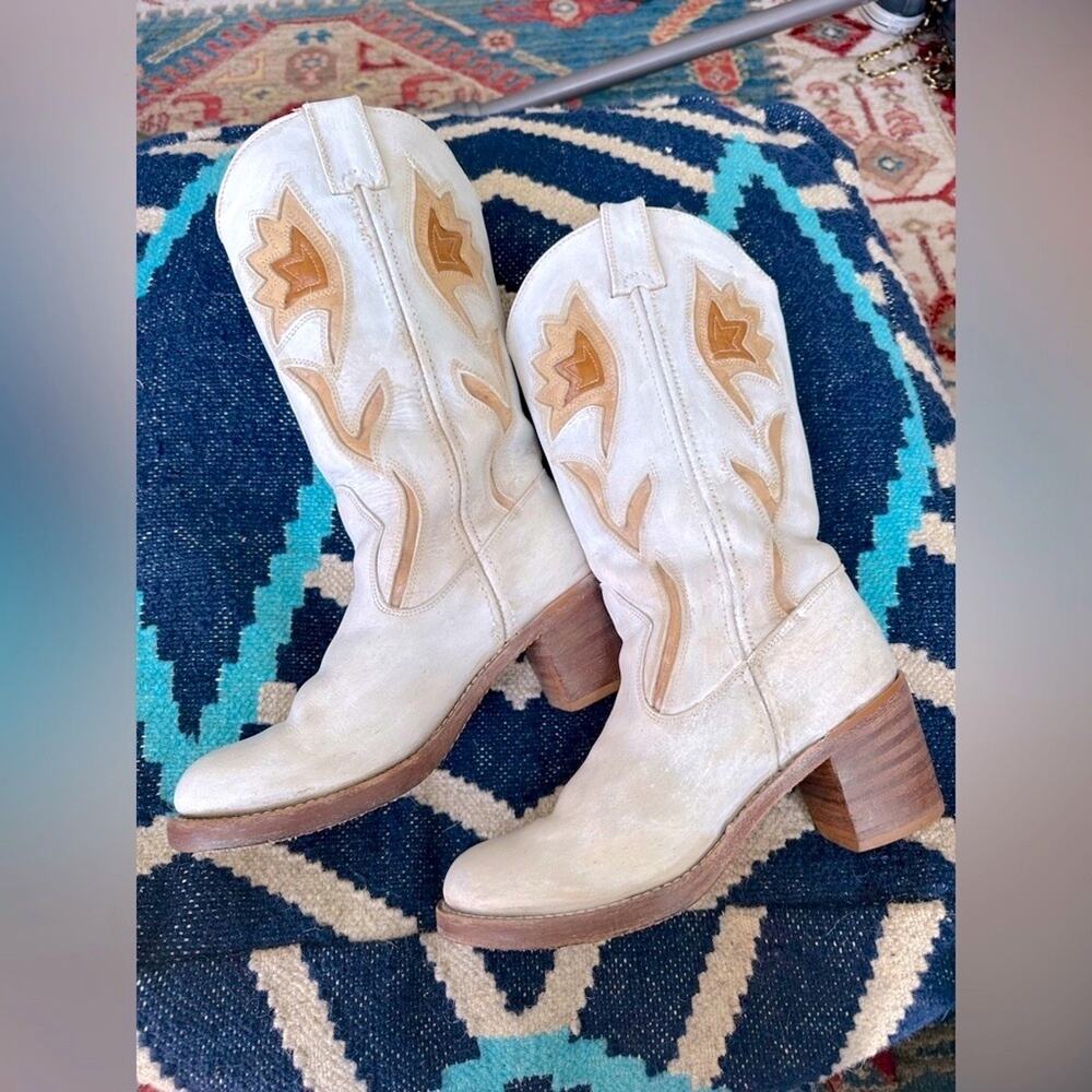 FRYE vintage Sabrina floral inlay cowboy Western boots size 8.5 - Picture 8 of 8